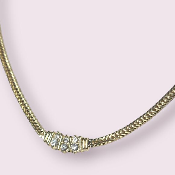 Set of Two 2 Gold Tone CZ Bracelet Necklace Set 16" NWT Made in Korea - Picture 3 of 7